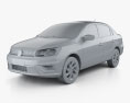 Volkswagen Voyage 2021 3d model clay render