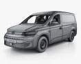 Volkswagen Caddy Maxi Panel Van with HQ interior 2022 3d model wire render