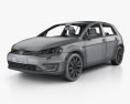 Volkswagen Golf GTE hatchback 5-door with HQ interior 2019 3d model wire render