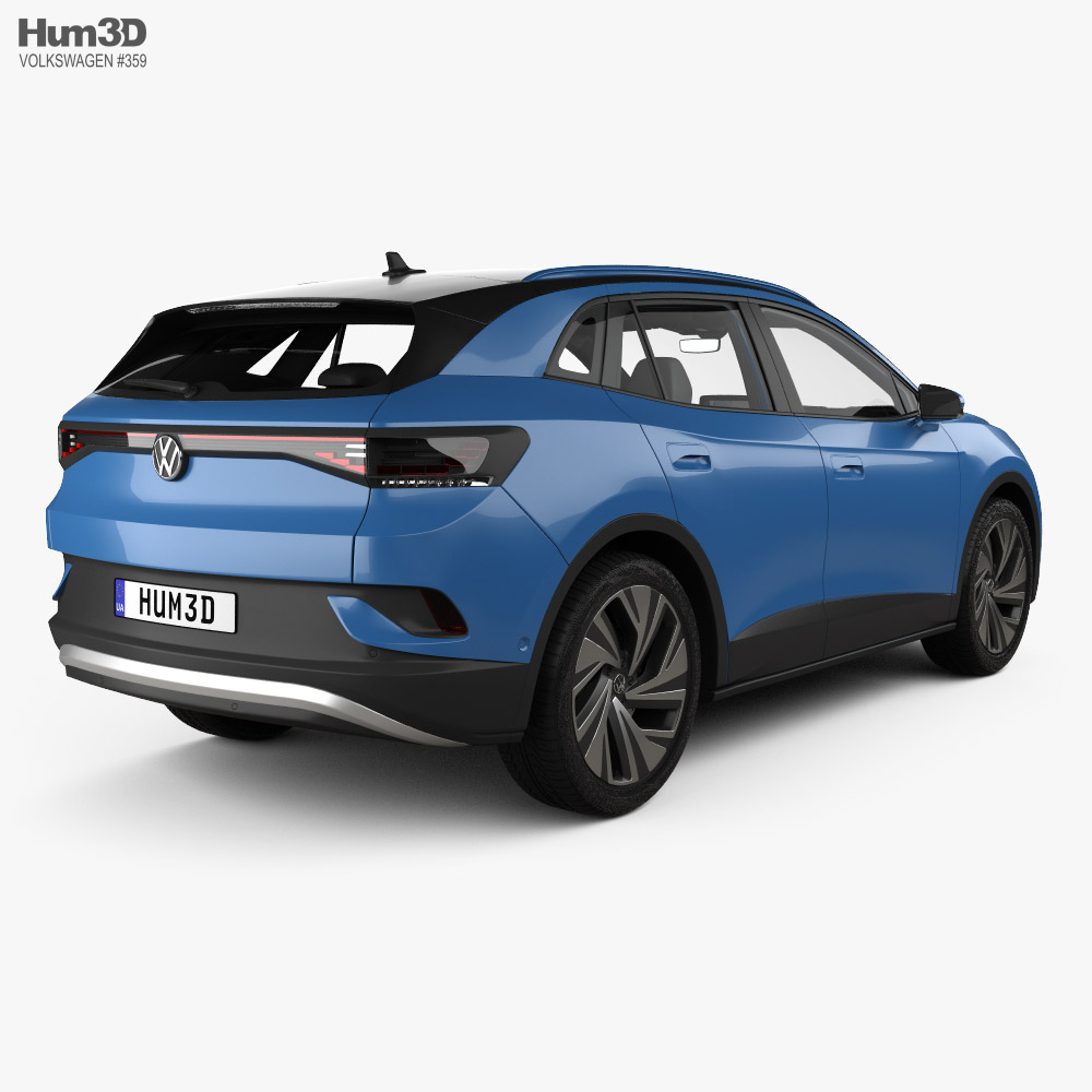 Volkswagen ID.4 з детальним інтер'єром 2022 3D модель back view