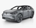 Volkswagen ID.4 HQインテリアと 2020 3Dモデル wire render