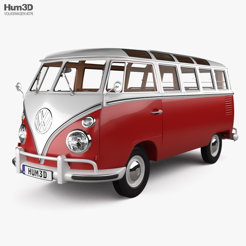 Volkswagen Transporter Passenger Van with HQ interior 1950 3D model