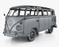 Volkswagen Transporter 승객용 밴 인테리어 가 있는 1950 3D 모델  wire render