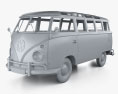Volkswagen Transporter 승객용 밴 인테리어 가 있는 1950 3D 모델  clay render