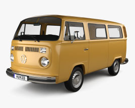 Volkswagen Transporter Fourgonnette de Tourisme avec Intérieur 1972 Modèle 3D