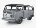 Volkswagen Transporter T2 Passenger Van with HQ interior 1972 3d model wire render