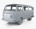 Volkswagen Transporter T2 Passenger Van with HQ interior 1972 3d model clay render