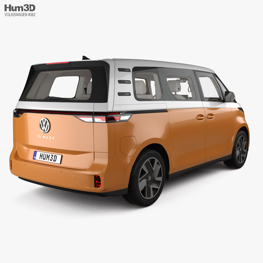 Volkswagen ID Buzz з детальним інтер'єром 2022 3D модель back view