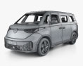 Volkswagen ID Buzz з детальним інтер'єром 2022 3D модель wire render