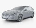 Volvo V60 2014 3D模型 clay render