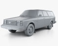 Volvo 245 wagon 1975 3Dモデル clay render