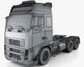 Volvo FH 트랙터 트럭 3축 2012 3D 모델  wire render
