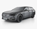 Volvo V90 T6 Inscription 2019 3d model wire render