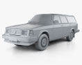 Volvo 245 1984 3d model clay render