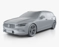 Volvo V60 T6 Inscription 2021 3d model clay render