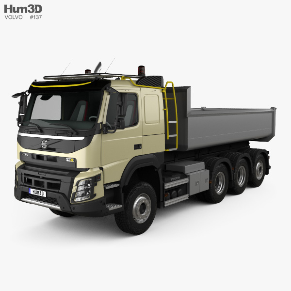 Volvo FMX Tridem 自卸式卡车 带内饰 2013 3D模型