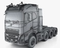 Volvo FH16 750 Globetrotter Cab Tractor Truck 4-axle 2022 3d model wire render