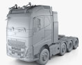 Volvo FH16 750 Globetrotter Cab Tractor Truck 4-axle 2022 3d model clay render