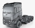 Volvo FH500 Globetrotter Cab Tractor Truck 4-axle 2022 3d model wire render