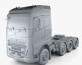 Volvo FH500 Globetrotter Cab Tractor Truck 4-axle 2022 3d model clay render