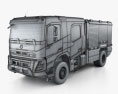 Volvo FMX Crew Cab 消防車 2020 3Dモデル wire render