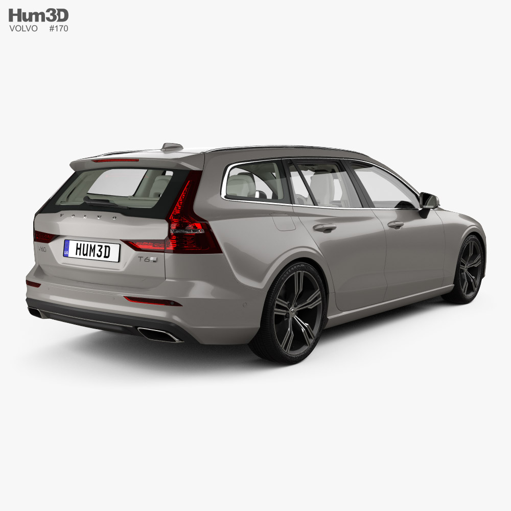 Volvo V60 T6 Inscription 带内饰 2018 3D模型 后视图