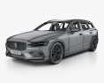Volvo V60 T6 Inscription 带内饰 2018 3D模型 wire render