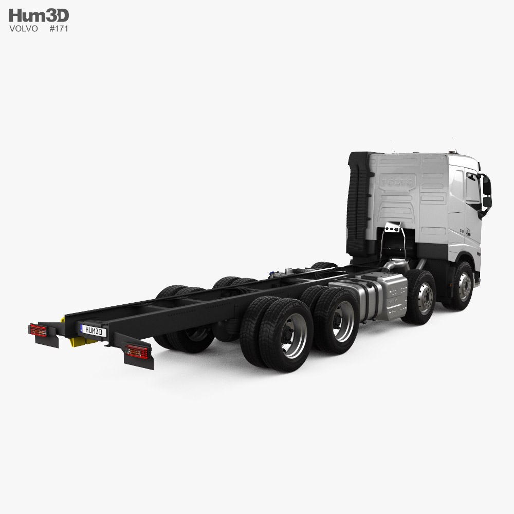 Volvo FH-540 卧铺驾驶室 底盘驾驶室卡车 4轴 2021 3D模型 后视图