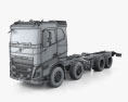 Volvo FH-540 Sleeper Cab Chassis Truck 4-axle 2021 3d model wire render