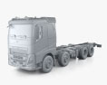 Volvo FH-540 卧铺驾驶室 底盘驾驶室卡车 4轴 2021 3D模型 clay render