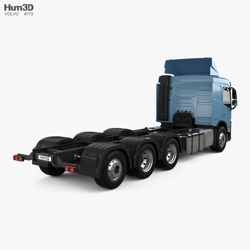 Volvo FM Chassis Truck 4-axle 2020 3d model back view