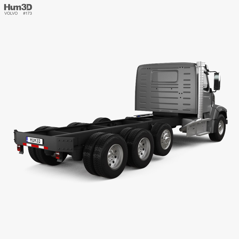 Volvo VHD 300AF Chassis Truck 4-axle 2021 3d model back view