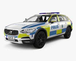 Volvo V90 Polizia svedese con interni 2021 Modello 3D