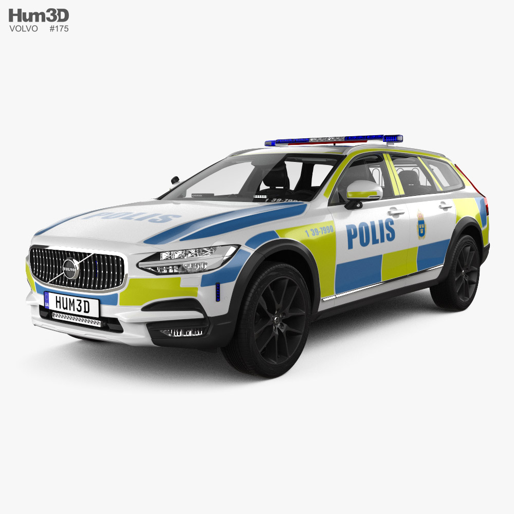 Volvo V90 Schweden Polizei mit Innenraum 2021 3D-Modell
