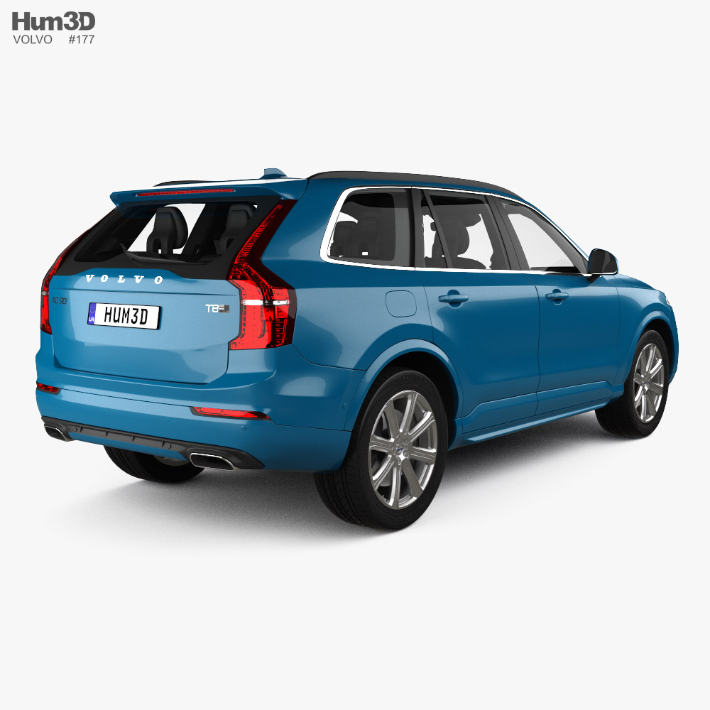 Volvo XC90 T6 R-Design with HQ interior and engine 2016 3d model back view