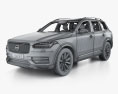 Volvo XC90 T5 з детальним інтер'єром та двигуном 2015 3D модель wire render
