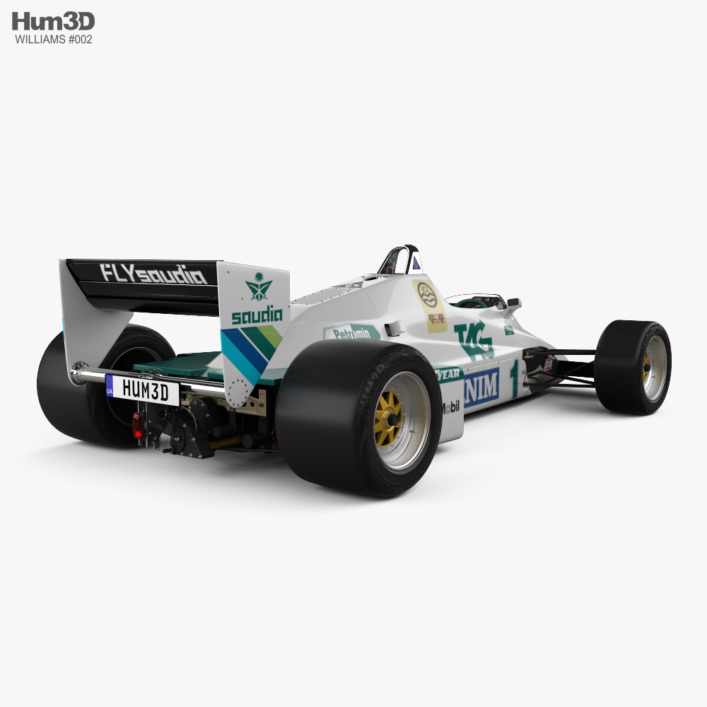 Williams FW08C F1 with HQ interior 1983 3d model back view