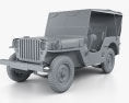 Willys MB 1941 3Dモデル clay render