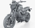 Yamaha MT-09 2014 3d model clay render