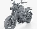 Yamaha MT-09 2017 3Dモデル clay render