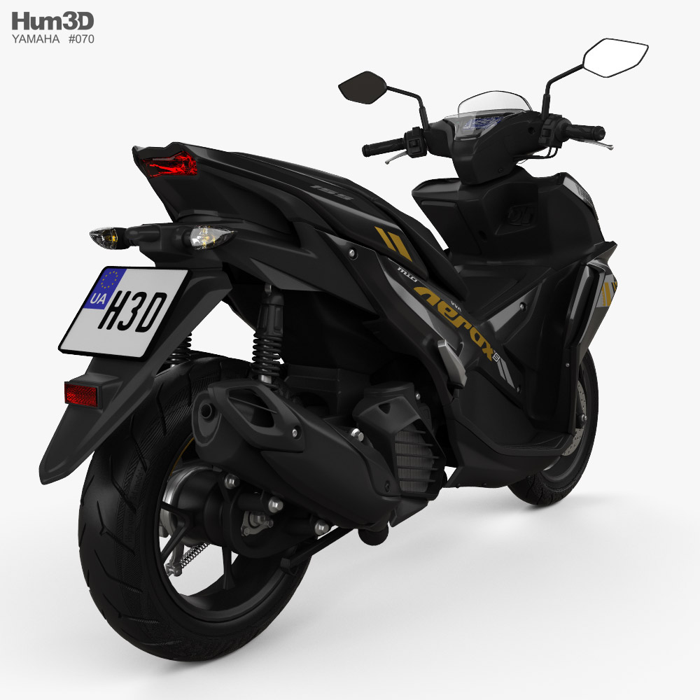 Yamaha Aerox 155 2021 3D模型 后视图