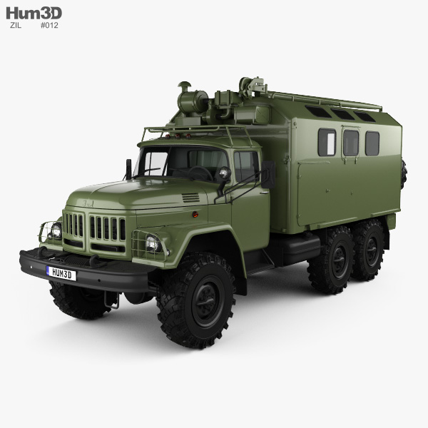 ZiL 131 Army з закритим кузовом 1966 3D модель
