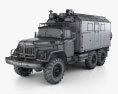 ZiL 131 Army Truck 1966 3d model wire render